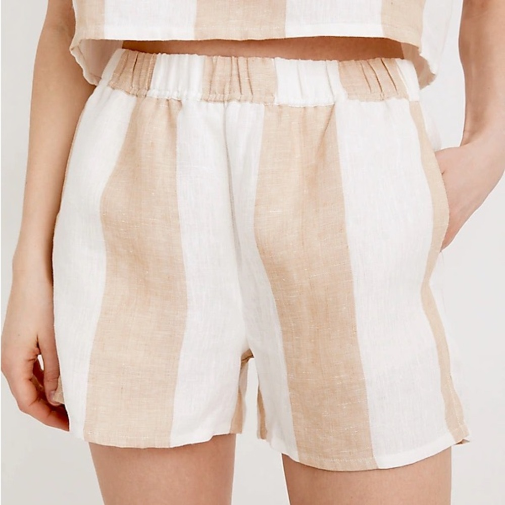 Madewell x LAUDE the Label Everyday Linen Shorts in Tulum Stripe